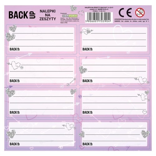 Nalepki na zeszyty BackUp 7 A32 (25szt) DERFORM