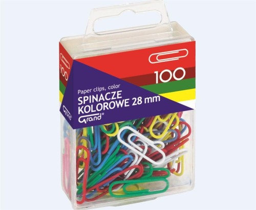 Spinacze kolorowe 100szt GRAND, Grand