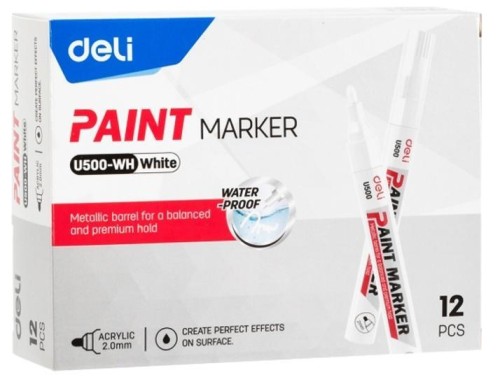 Marker olejowy 2mm biały (12szt) DELI, DELI