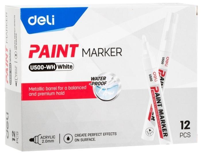 Marker olejowy 2mm biały (12szt) DELI, DELI