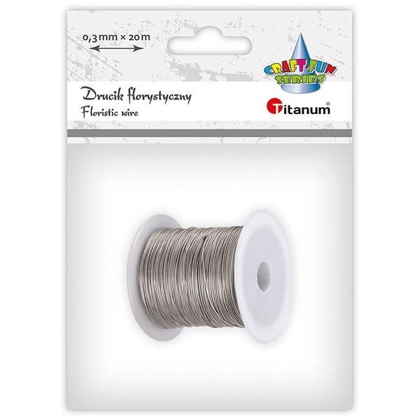 Drucik florystyczny 0,3mm 20m srebrny, Titanum