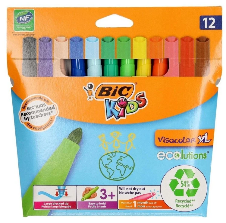 Flamastry Kids Visacolor XL 12 kolorów BIC, BIC