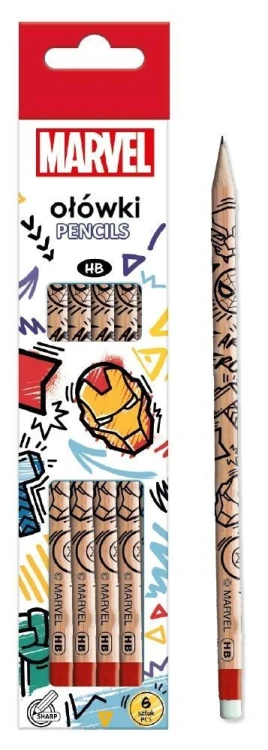 Olówek z gumką Avengers 6szt, Beniamin