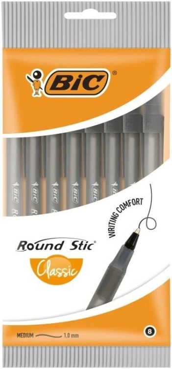 Długopis Round Stic Classic Pouch czarny 8szt BIC