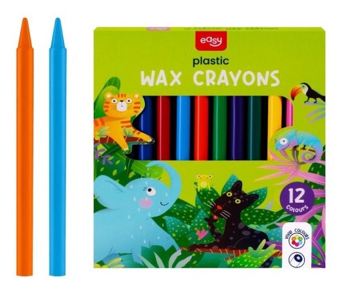 Kredki świecowe plastikowe 12 kolorów EASY