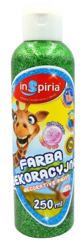 Farba dekoracyjna brokat zielona 250ml, InSpiria