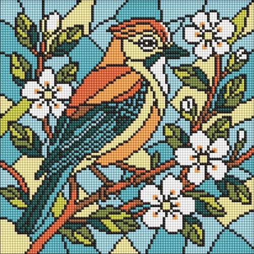 Diamentowa mozaika - Witraż. Sójka 30x30cm, Ideyka