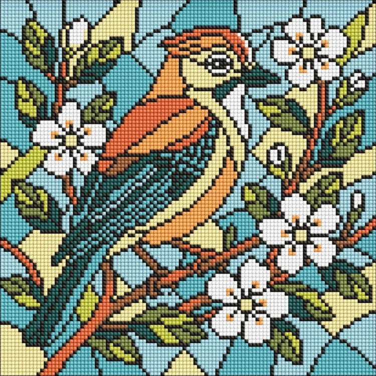 Diamentowa mozaika - Witraż. Sójka 30x30cm, Ideyka