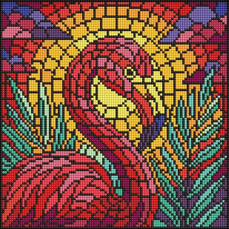 Diamentowa mozaika - Witraż. Flaming 30x30cm