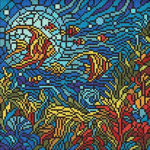 Diamentowa mozaika - Witraż. Morski świat 30x30cm