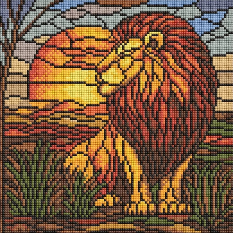 Diamentowa mozaika - Witraż. Lew 30x30cm, Ideyka