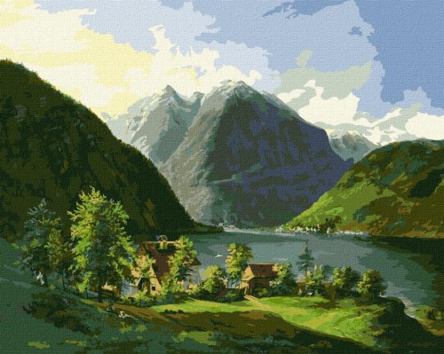 Malowanie po numerach - Jeziorowy pejzaż 40x50cm