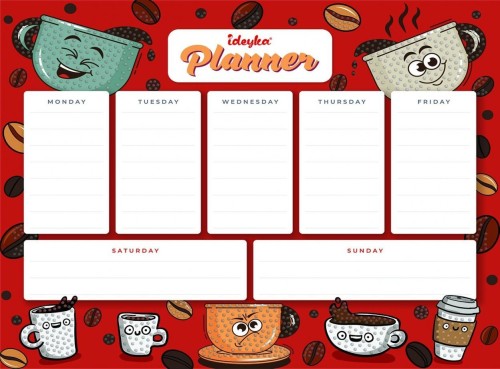 Planner magnetyczny z mozaiką diamentową Kawa
