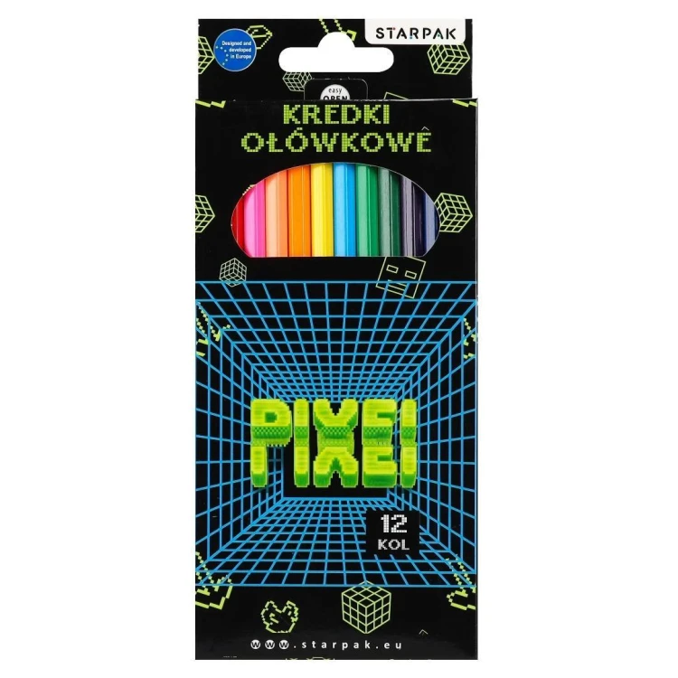 Kredki ołówkowe Pixel 12kol, STARPAK