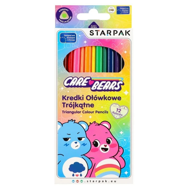 Kredki ołowkowe trójkątne Care Bears 12 kolorów