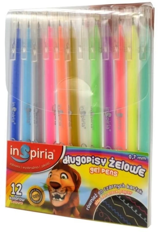 Długopisy żelowe 12 kolorów, InSpiria