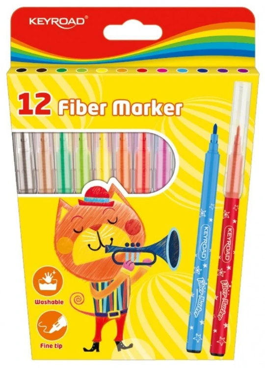 Flamastry Fiber Marker 12szt, Keyroad