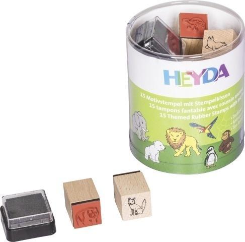 Zestaw stempli 15szt z poduszką Zoo, Heyda