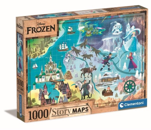 Puzzle 1000 Story Maps Frozen, Clementoni