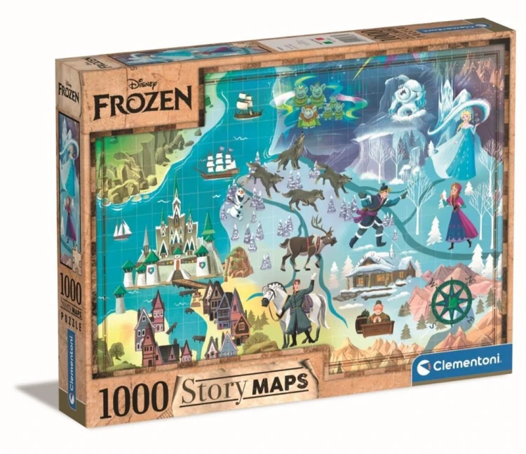 Puzzle 1000 Story Maps Frozen, Clementoni