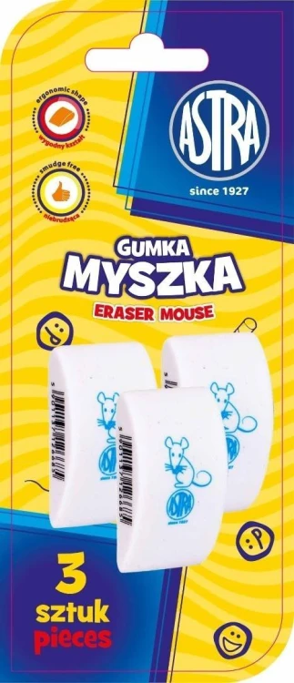 Gumka myszka 3szt ASTRA, ASTRA papiernicze