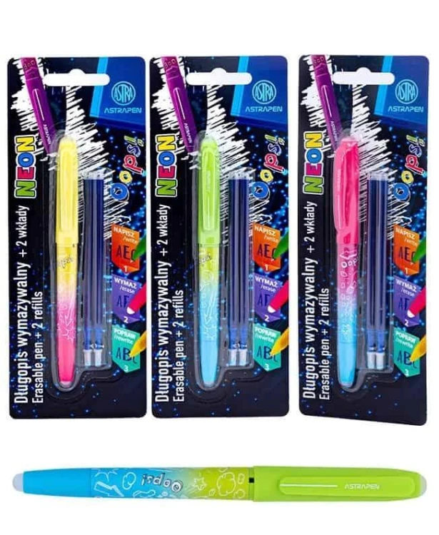 Długopis wymazywalny 0,6mm Neon + wkłady ASTRA