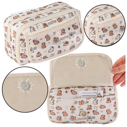 Piórnik przybornik kapibary biały 21cm, Leantoys