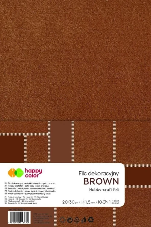 Filc dekoracyjny brązowy 10szt HAPPY COLOR, GDD