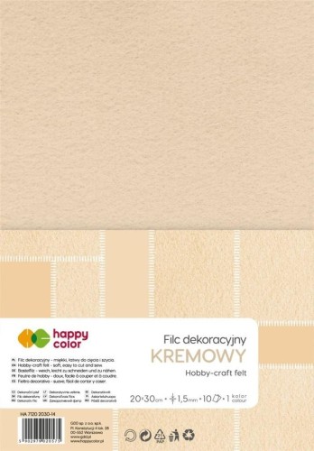 Filc dekoracyjny kremowy 10szt HAPPY COLOR, GDD