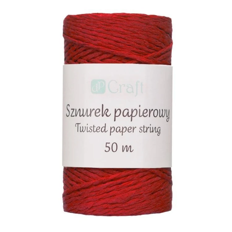 Sznurek papierowy skręcany 50m czerwony, Dalprint