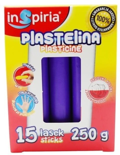 Plastelina fioletowa 15 lasek 250g, InSpiria