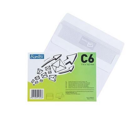Koperta biała C6 16,2x11,4cm 50szt BANTEX, Bantex