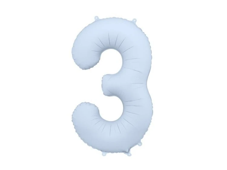 Balon foliowy cyfra 3 86cm mglisty niebieski