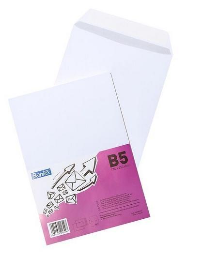 Koperta biała B5 25x17,6cm 25szt BANTEX, Bantex