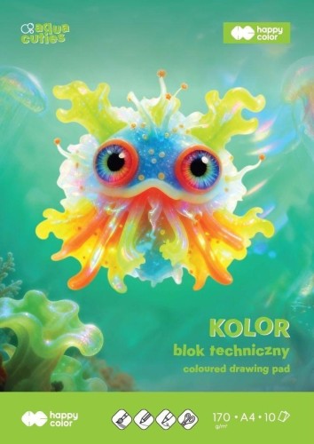 Blok techniczny kolor A4/10K 170g HAPPY COLOR, GDD