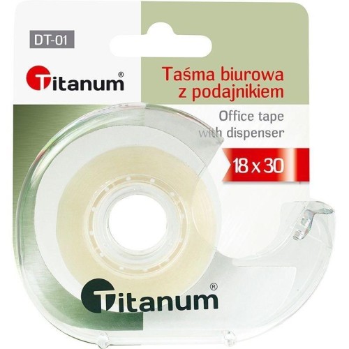 Taśma biurowa 18mmx30m z podajnikiem, Titanum