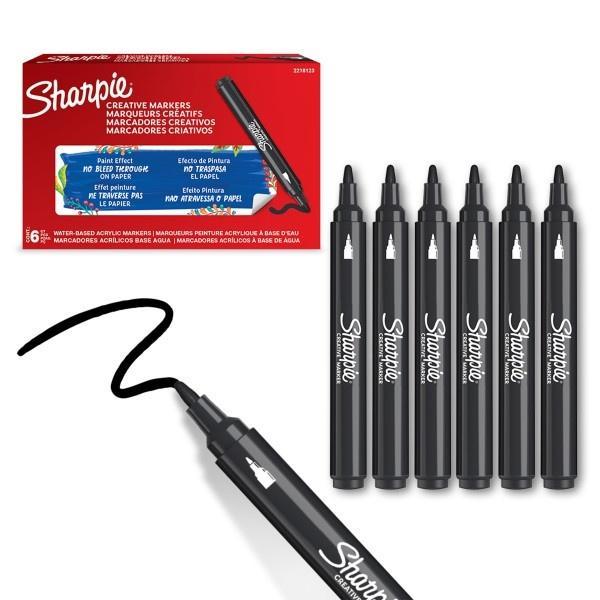 Markery akrylowe czarne (6szt), Sharpie