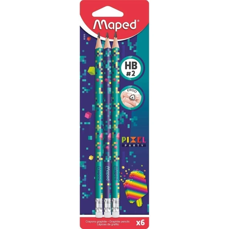 Ołówek z gumką Pixel HB 6szt MAPED, Maped