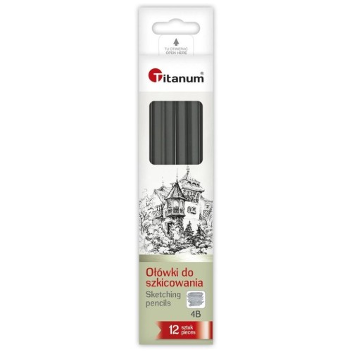 Ołówki do szkicowania 4B 12szt, Titanum
