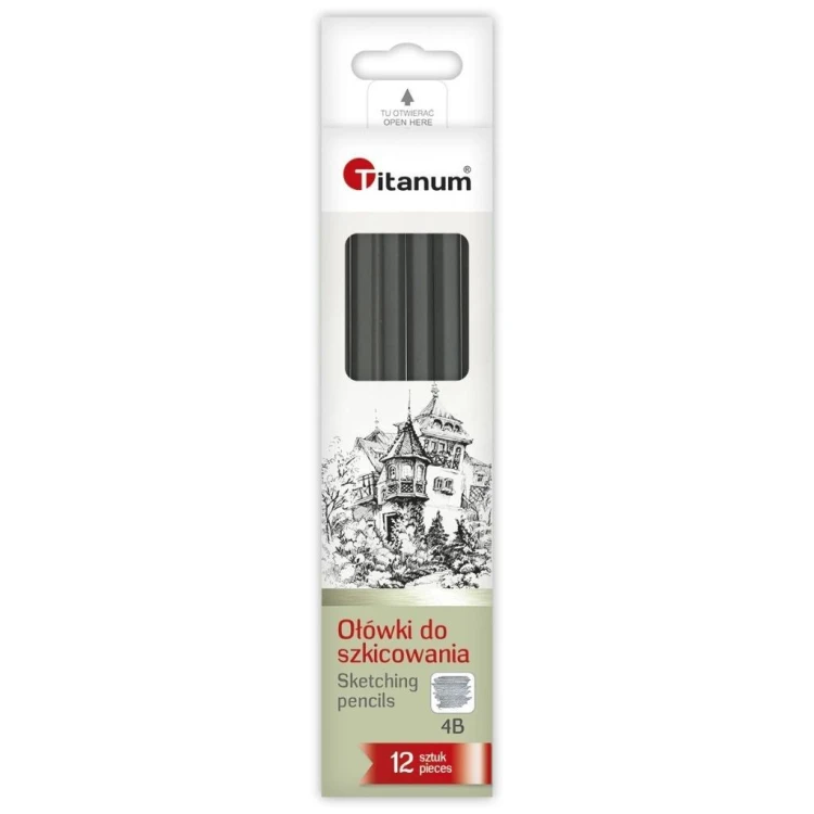 Ołówki do szkicowania 4B 12szt, Titanum
