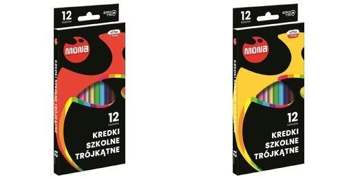 Kredki szkolne trójkątne 12 kolorów MONA, Mona