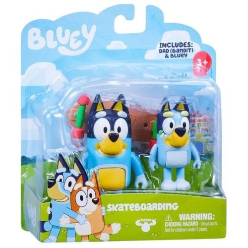 Bluey Figurki Jazda na deskorolce 2 szt., TM Toys