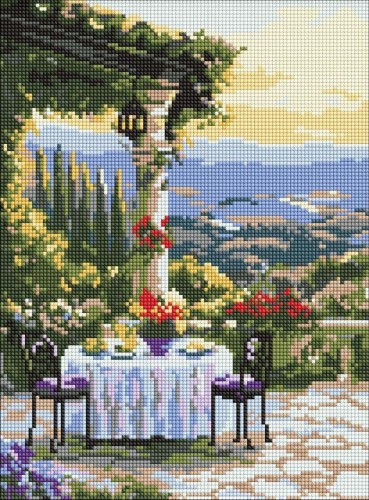 Diamentowa mozaika - Malownicza kolacja 30x40cm