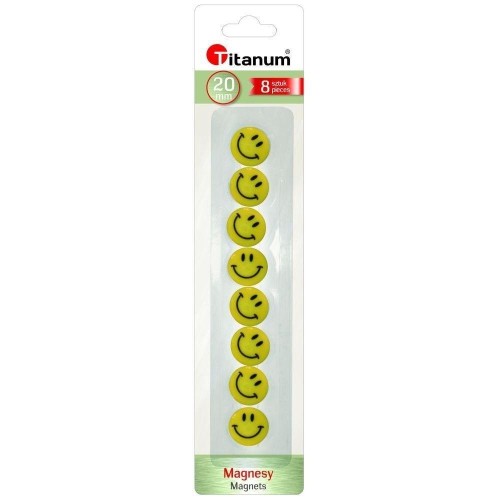 Magnesy do tablic emotikony żółte, Titanum