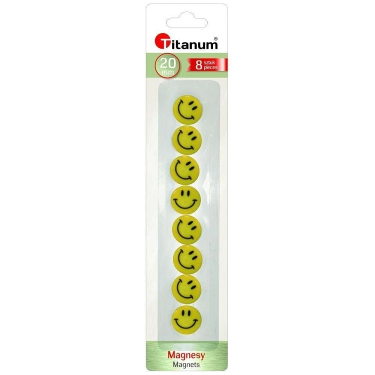 Magnesy do tablic emotikony żółte, Titanum