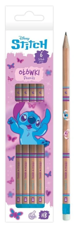 Ołówek z gumką Stitch Pink 6szt, Beniamin