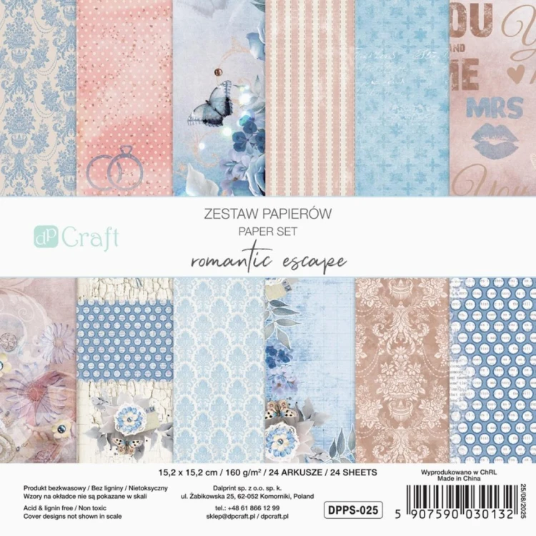Zestaw papierów romantic 15,2x15,2cm 24 kartki