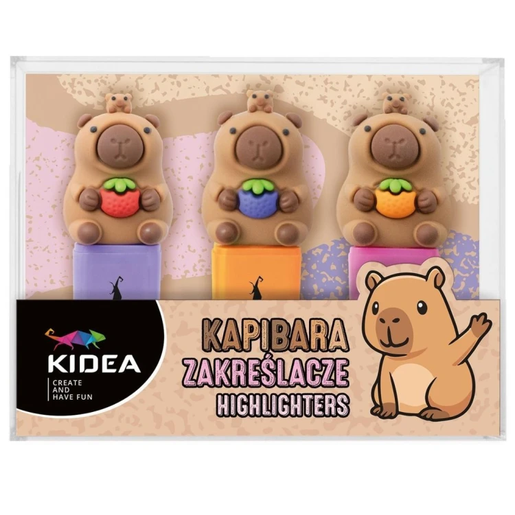 Zakreślacze Kapibara 3szt KIDEA, DERFORM