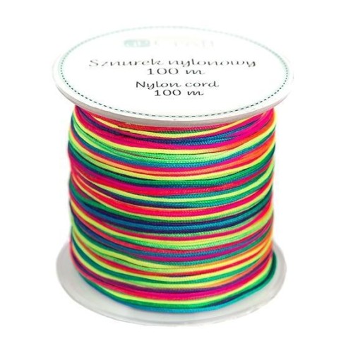 Sznurek nylonowy 0,8mm 100m tęczowy, Dalprint