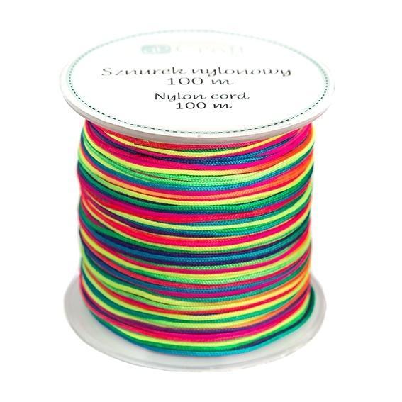 Sznurek nylonowy 0,8mm 100m tęczowy, Dalprint